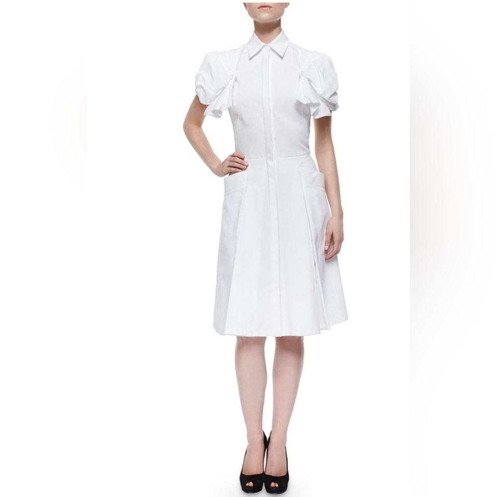 Alexander McQueen white puff sleeve dress